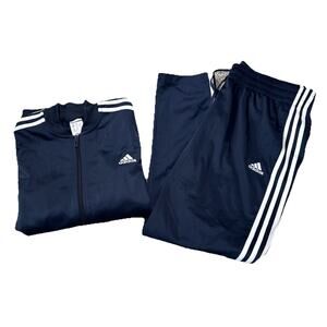 Adidas Womens 3 Stripes Tricot Tracksuit NWT Jacket & Pants Set Sz XL Navy